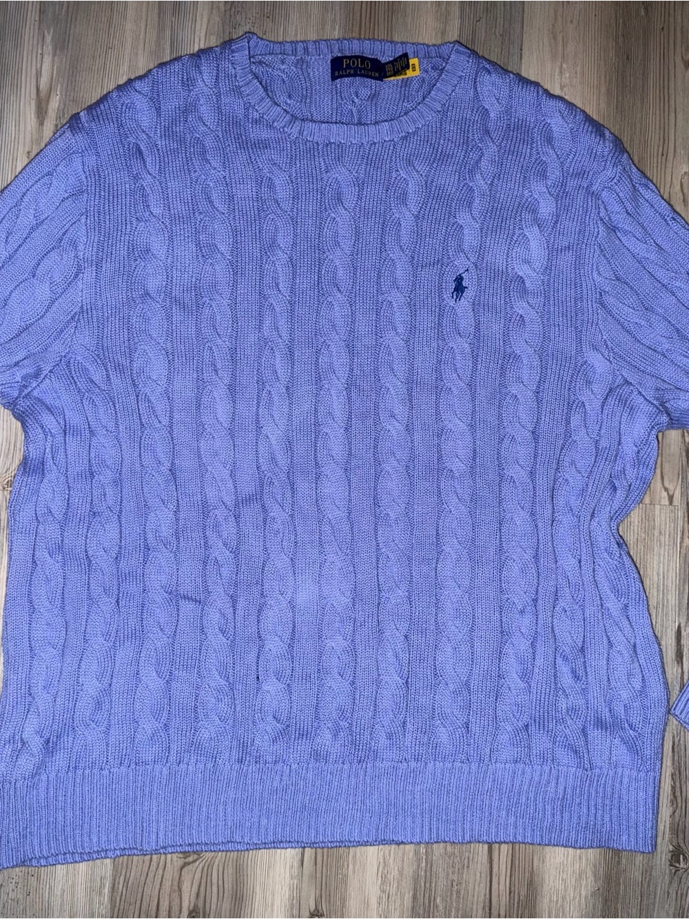 Polo Ralph Lauren Men’s Cable Knit Cotton Crew Neck Sweater Blue XXL
